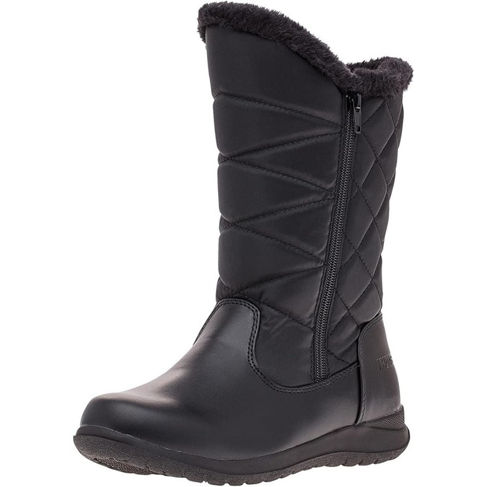 Khombu Carly Snowboots Black Double Zip Women's Size 8 WIDE Waterproof NEW